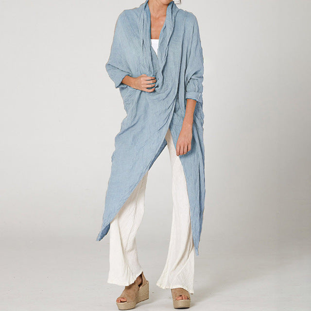2020 Celmia Plus Size Women Tops and Blouses Vintage Long Shirt Casual Cowl Neck Long Sleeve Loose Asymmetrical Blusas Femininas