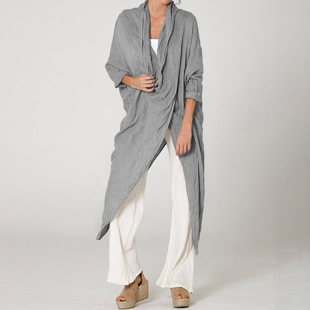 2020 Celmia Plus Size Women Tops and Blouses Vintage Long Shirt Casual Cowl Neck Long Sleeve Loose Asymmetrical Blusas Femininas