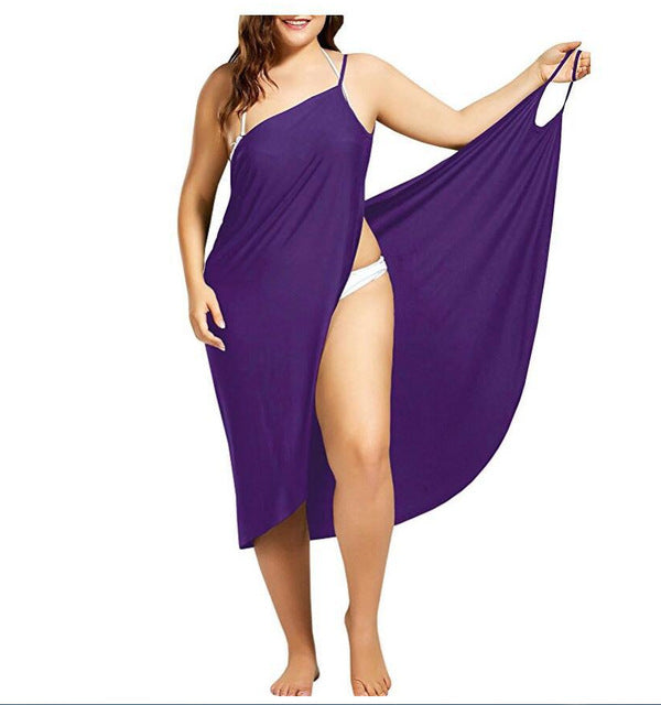 Women Beach Dress Sexy Sling Becah Wear Dress Sarong Bilini Cover Up Warp Pareo Dresses Towel Backless  Swimwear Femme Plus Size