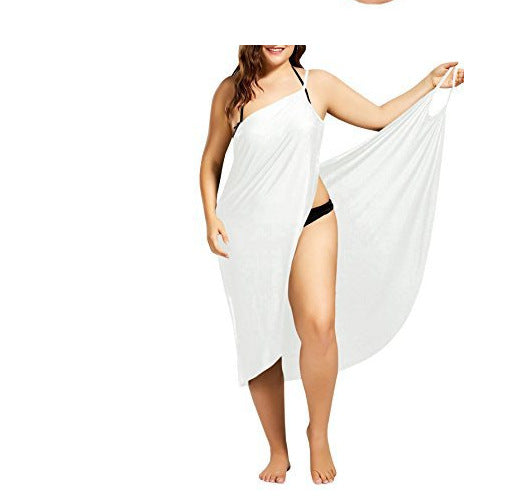 Women Beach Dress Sexy Sling Becah Wear Dress Sarong Bilini Cover Up Warp Pareo Dresses Towel Backless  Swimwear Femme Plus Size