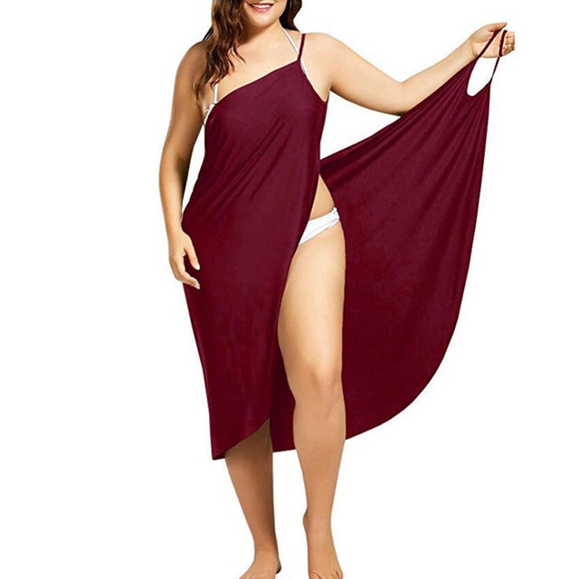 Women Beach Dress Sexy Sling Becah Wear Dress Sarong Bilini Cover Up Warp Pareo Dresses Towel Backless  Swimwear Femme Plus Size