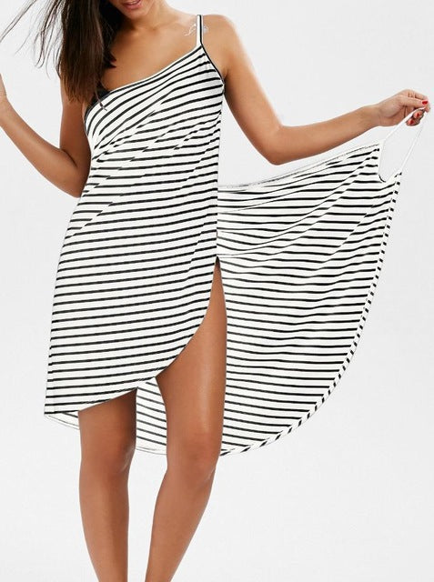 Women Beach Dress Sexy Sling Becah Wear Dress Sarong Bilini Cover Up Warp Pareo Dresses Towel Backless  Swimwear Femme Plus Size