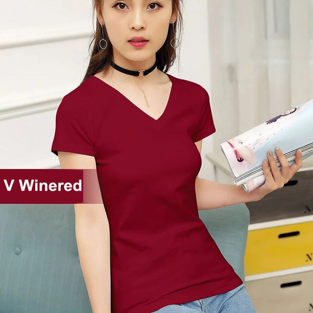 MRMT 2019 Brand New Womens 95% Cotton T-Shirt Pure Color Short Sleeve Women T shirt For Female Slim Tops Woman T shirts Clothing