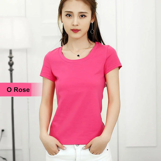 MRMT 2019 Brand New Womens 95% Cotton T-Shirt Pure Color Short Sleeve Women T shirt For Female Slim Tops Woman T shirts Clothing