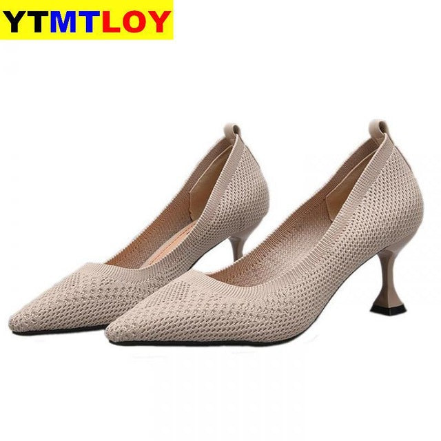 Red Black Pointed Toe Fetish Luxury Designer Woman Extreme Mules Super High Heels Women Sexy Shoes Ladies Pumps Flying weaving