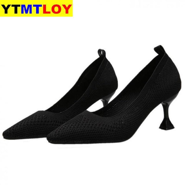 Red Black Pointed Toe Fetish Luxury Designer Woman Extreme Mules Super High Heels Women Sexy Shoes Ladies Pumps Flying weaving
