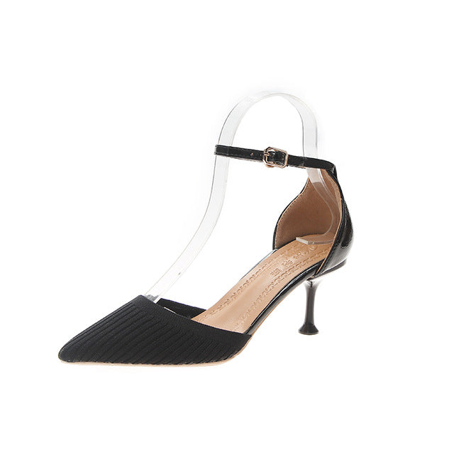 Red Black Pointed Toe Fetish Luxury Designer Woman Extreme Mules Super High Heels Women Sexy Shoes Ladies Pumps Flying weaving