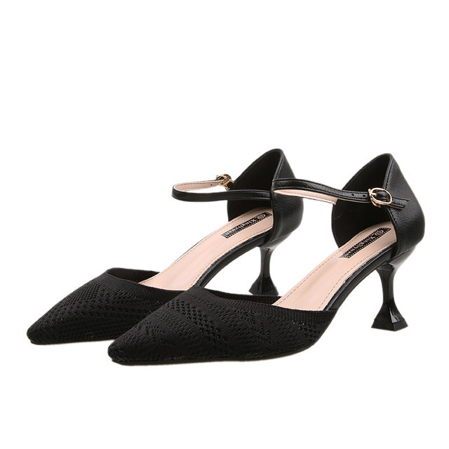 Red Black Pointed Toe Fetish Luxury Designer Woman Extreme Mules Super High Heels Women Sexy Shoes Ladies Pumps Flying weaving