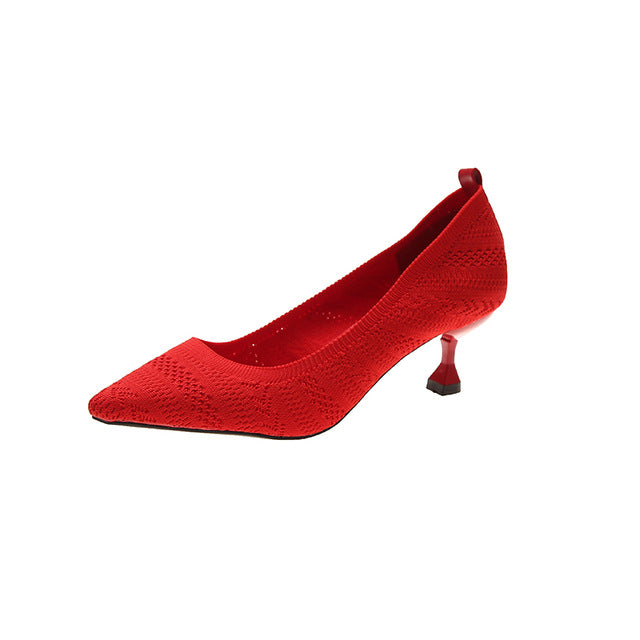 Red Black Pointed Toe Fetish Luxury Designer Woman Extreme Mules Super High Heels Women Sexy Shoes Ladies Pumps Flying weaving