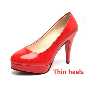 woman high heels women shoes Big size wedding women patent leather shoes chunky pumps wedding chaussures femme tacones mujer