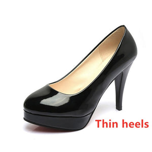 woman high heels women shoes Big size wedding women patent leather shoes chunky pumps wedding chaussures femme tacones mujer
