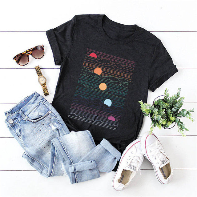 Elimiiya Abstract T shirt Women Oversized Print T-shirt Short Sleeve O-Neck  Womens clothing  Ladies Tops Tees 2020 Summer Top