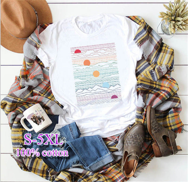 Elimiiya Abstract T shirt Women Oversized Print T-shirt Short Sleeve O-Neck  Womens clothing  Ladies Tops Tees 2020 Summer Top