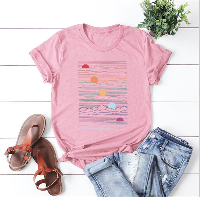 Elimiiya Abstract T shirt Women Oversized Print T-shirt Short Sleeve O-Neck  Womens clothing  Ladies Tops Tees 2020 Summer Top