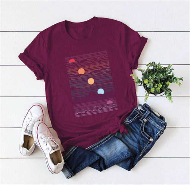 Elimiiya Abstract T shirt Women Oversized Print T-shirt Short Sleeve O-Neck  Womens clothing  Ladies Tops Tees 2020 Summer Top