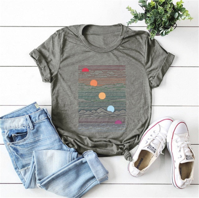 Elimiiya Abstract T shirt Women Oversized Print T-shirt Short Sleeve O-Neck  Womens clothing  Ladies Tops Tees 2020 Summer Top