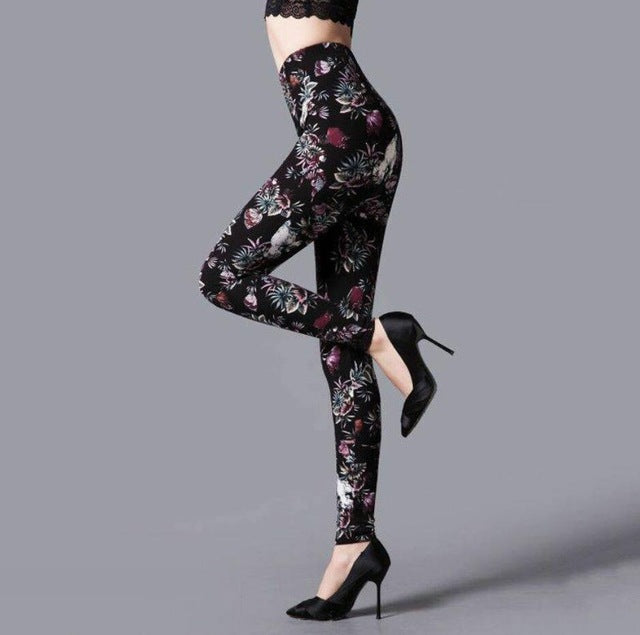 CUHAKCI Women Leggings Fashion Plaid Printing Legging Sexy Leggings Fitness Leggins Grid Floral Stripe Trouser High Waist Pants