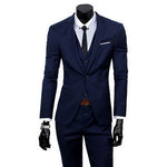 Oeak Men Spring 3 Pieces Classic Blazers Suit Sets Men Business Blazer +Vest +Pant Suits Sets Men Wedding Party Set High Quality
