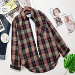2020 Plaid Shirts Women Top And Blouses Long Sleeve Oversized Cotton Ladies Casual Blusas One Pocket Loose Female Checked Shirt