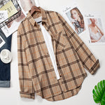 2020 Plaid Shirts Women Top And Blouses Long Sleeve Oversized Cotton Ladies Casual Blusas One Pocket Loose Female Checked Shirt