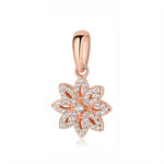 100% Pure Silver Charm Bead Rose Gold Color Pendant Clip Charms CZ Fit Pandora Bracelets DIY Jewelry