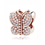 100% Pure Silver Charm Bead Rose Gold Color Pendant Clip Charms CZ Fit Pandora Bracelets DIY Jewelry