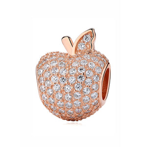 100% Pure Silver Charm Bead Rose Gold Color Pendant Clip Charms CZ Fit Pandora Bracelets DIY Jewelry