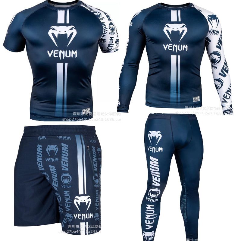 4pcs / set Men's Tracksuit Gym Fitness Compression Sport Suit Clothes Running Jogging Sports Wear Exercise Workout Tights