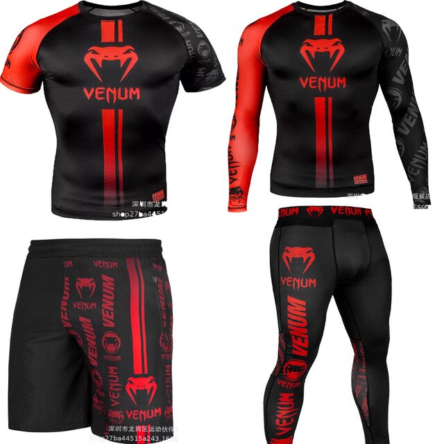 4pcs / set Men's Tracksuit Gym Fitness Compression Sport Suit Clothes Running Jogging Sports Wear Exercise Workout Tights