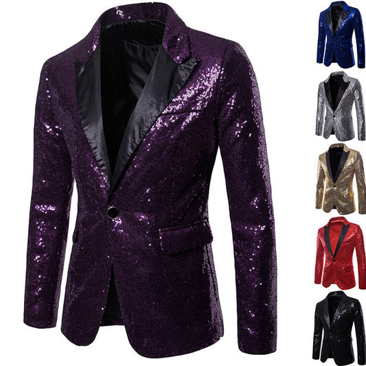 2020 Men Shiny Gold Sequin Glitter Embellished Blazer Jacket Bling Men Nightclub Wedding Party Suit Jacket Stage Singers Clothes