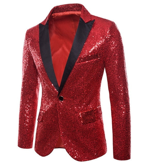 2020 Men Shiny Gold Sequin Glitter Embellished Blazer Jacket Bling Men Nightclub Wedding Party Suit Jacket Stage Singers Clothes