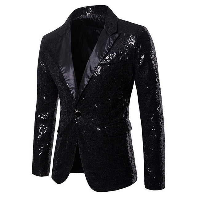 2020 Men Shiny Gold Sequin Glitter Embellished Blazer Jacket Bling Men Nightclub Wedding Party Suit Jacket Stage Singers Clothes