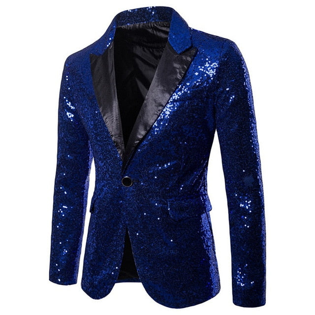 2020 Men Shiny Gold Sequin Glitter Embellished Blazer Jacket Bling Men Nightclub Wedding Party Suit Jacket Stage Singers Clothes