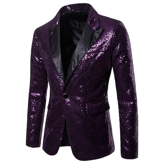 2020 Men Shiny Gold Sequin Glitter Embellished Blazer Jacket Bling Men Nightclub Wedding Party Suit Jacket Stage Singers Clothes