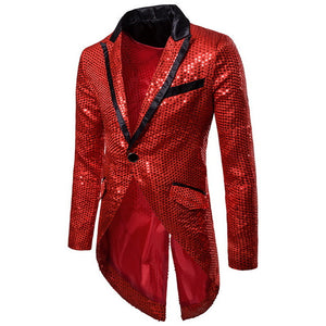2020 Men Shiny Gold Sequin Glitter Embellished Blazer Jacket Bling Men Nightclub Wedding Party Suit Jacket Stage Singers Clothes