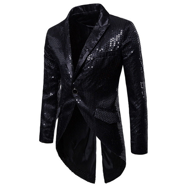 2020 Men Shiny Gold Sequin Glitter Embellished Blazer Jacket Bling Men Nightclub Wedding Party Suit Jacket Stage Singers Clothes