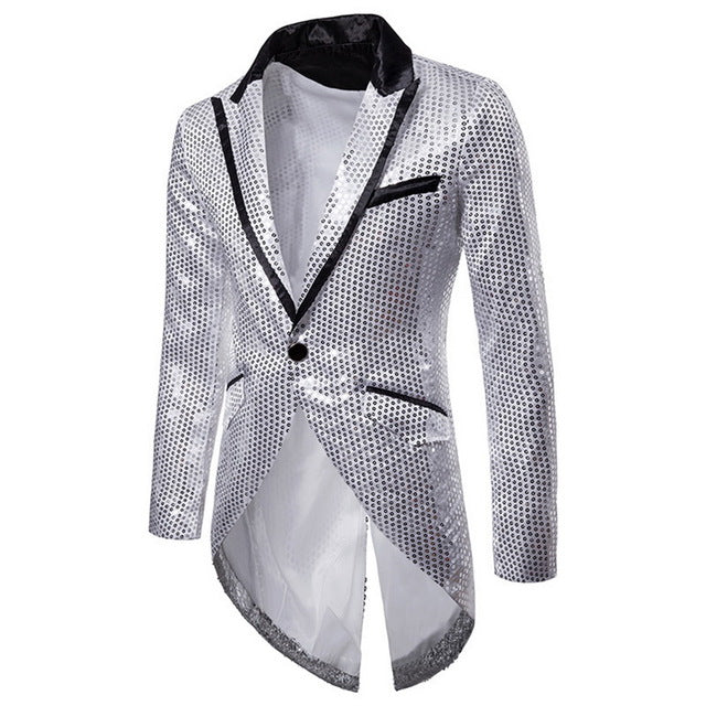 2020 Men Shiny Gold Sequin Glitter Embellished Blazer Jacket Bling Men Nightclub Wedding Party Suit Jacket Stage Singers Clothes
