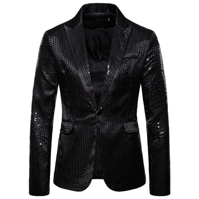 2020 Men Shiny Gold Sequin Glitter Embellished Blazer Jacket Bling Men Nightclub Wedding Party Suit Jacket Stage Singers Clothes