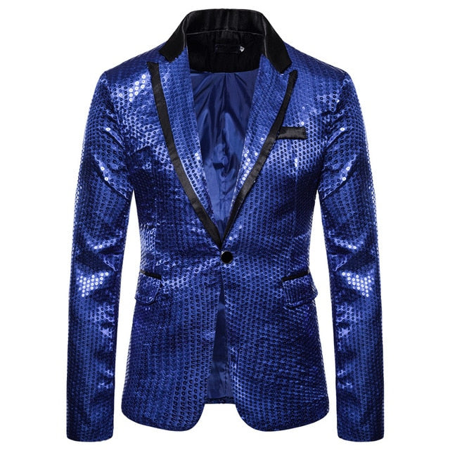 2020 Men Shiny Gold Sequin Glitter Embellished Blazer Jacket Bling Men Nightclub Wedding Party Suit Jacket Stage Singers Clothes