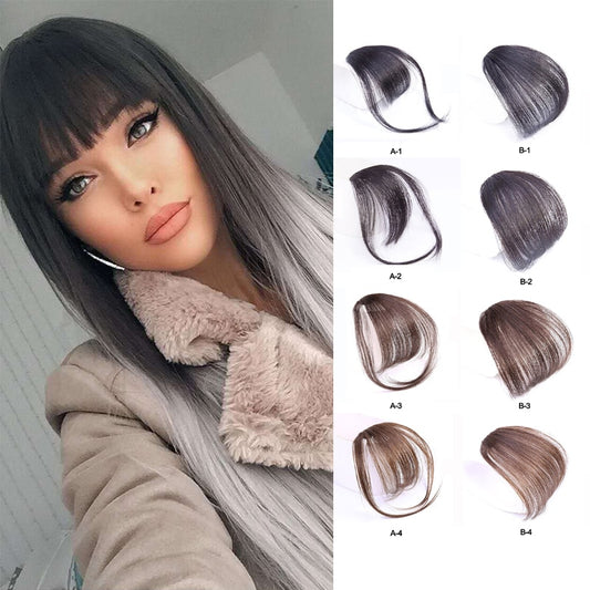 Clip In Blunt Bangs Thin Fake Fringes Natural Straigth Synthetic Neat Hair Bang Accessories For Girls Invisible Natural 4 Colors