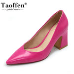 Taoffen New Women Pointed Toe Pumps Solid Color High Heels Shoes Women Concise Office Lady Daily Party Footwear Size 32-43