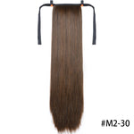 MSTN 30-Inch Synthetic Hair Fiber Heat-Resistant Straight Hair With Ponytail Hair  Extended Black Brown Headwear