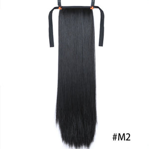 MSTN 30-Inch Synthetic Hair Fiber Heat-Resistant Straight Hair With Ponytail Hair  Extended Black Brown Headwear