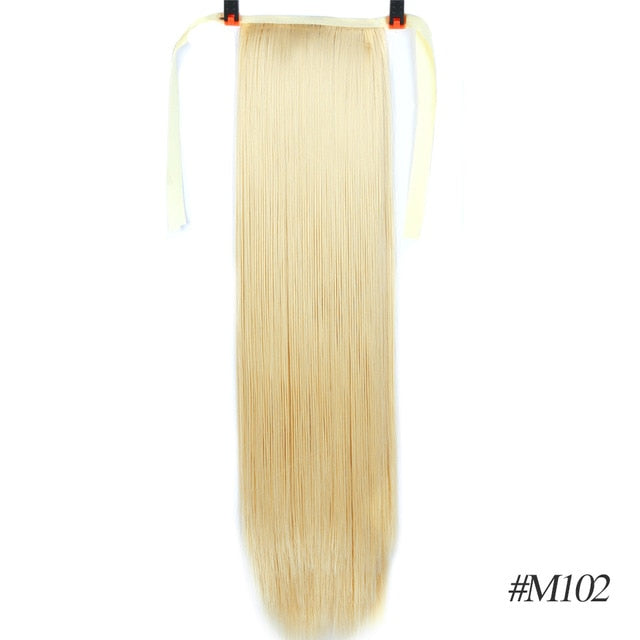 MSTN 30-Inch Synthetic Hair Fiber Heat-Resistant Straight Hair With Ponytail Hair  Extended Black Brown Headwear