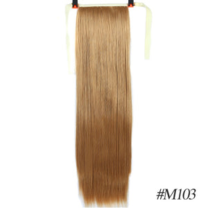 MSTN 30-Inch Synthetic Hair Fiber Heat-Resistant Straight Hair With Ponytail Hair  Extended Black Brown Headwear
