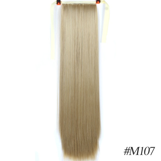 MSTN 30-Inch Synthetic Hair Fiber Heat-Resistant Straight Hair With Ponytail Hair  Extended Black Brown Headwear