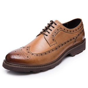 Mens Brogue Shoes Color Block Carved Gentleman Leather Shoes VIntage British Style Casual Wedding Business Shoes Man Dress Shoes