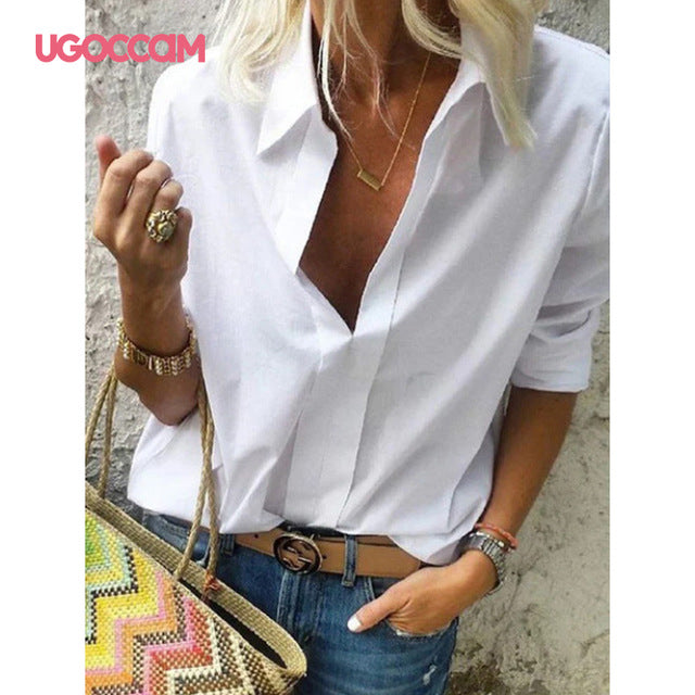UGOCCAM Women Blouses Long Sleeve Autumn Blouse Women Shirt Office Blusas Elegant Work Shirt Plus Size Fashion Women Top blusa