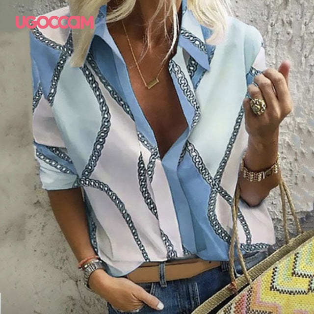 UGOCCAM Women Blouses Long Sleeve Autumn Blouse Women Shirt Office Blusas Elegant Work Shirt Plus Size Fashion Women Top blusa