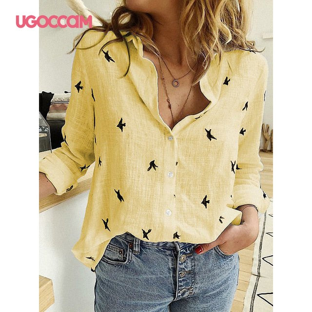 UGOCCAM Women Blouses Long Sleeve Autumn Blouse Women Shirt Office Blusas Elegant Work Shirt Plus Size Fashion Women Top blusa